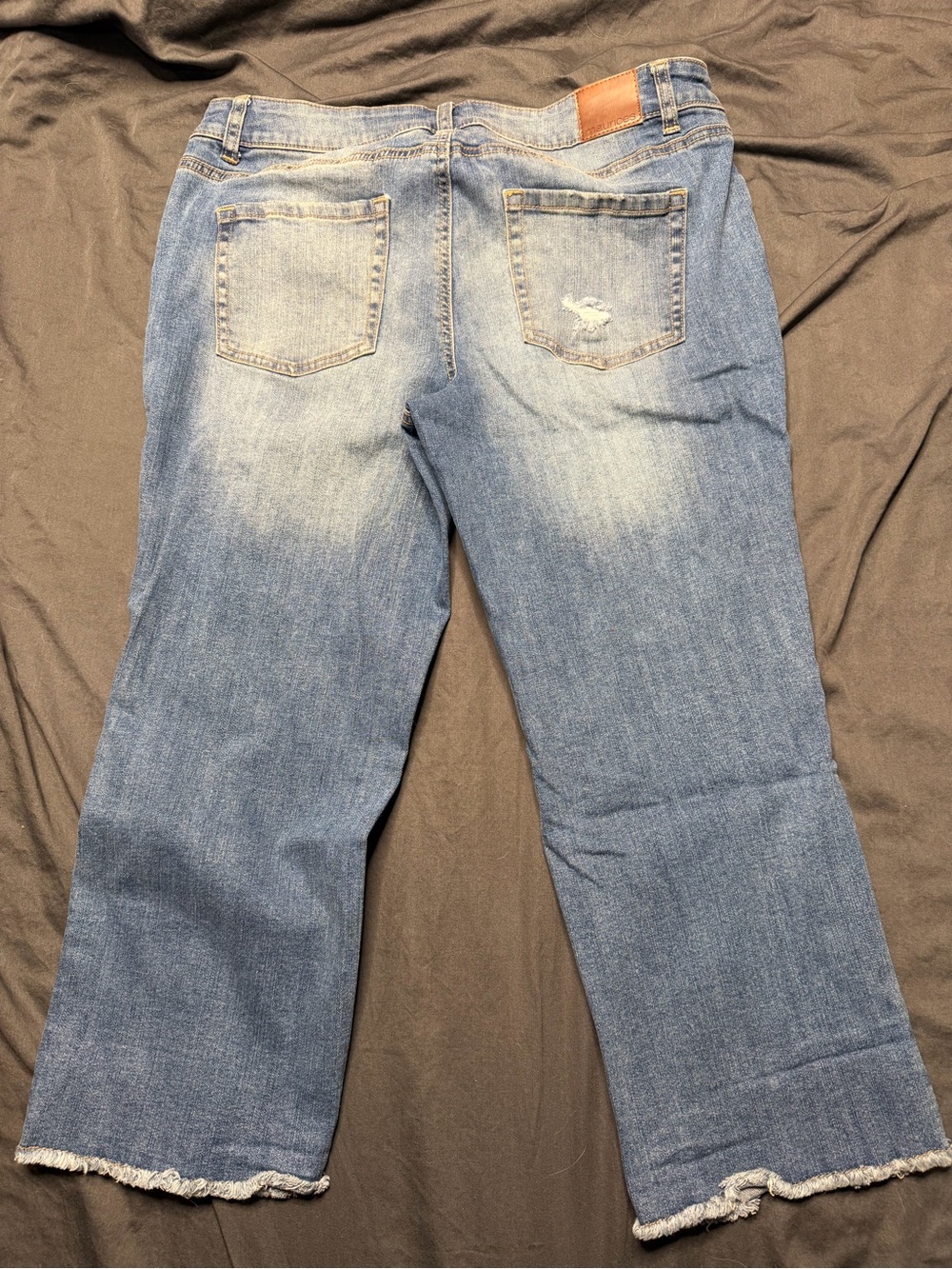 Maurices Light Blue Ripped Cropped Jeans with Frayed Hem - Picture 7 of 9